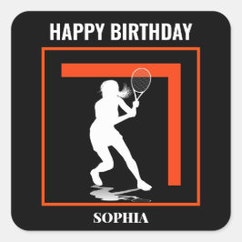テニスの誕生日 テニス女子プレーヤー スクエアシール