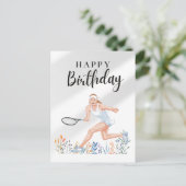 テニスの誕生日 女性プレーヤー ポストカード (スタンド正面)