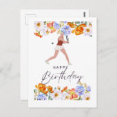 テニスの誕生日 女性プレーヤー ポストカード (正面/裏面)