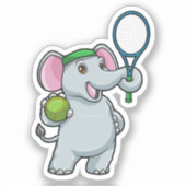 テニスの象とテニスラケット シール (正面)