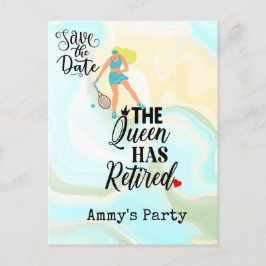 テニスの退職パーティー保存日 ポストカード