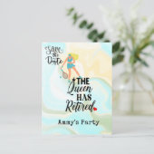 テニスの退職パーティー保存日 ポストカード (スタンド正面)