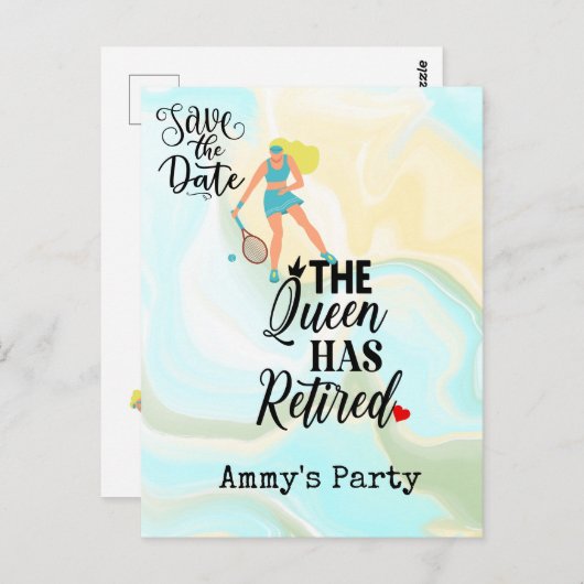 テニスの退職パーティー保存日 ポストカード (正面/裏面)