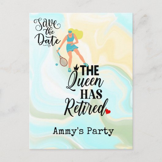 テニスの退職パーティー保存日 ポストカード (正面)