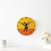 テニスの選手がスポーティーの試合を黄色いオレンジ色で提供クールする ラウンド壁時計 (ホーム)