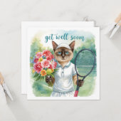 テニスの選手が花を手にして早く上達 カード (正面/裏面インサイチュ)