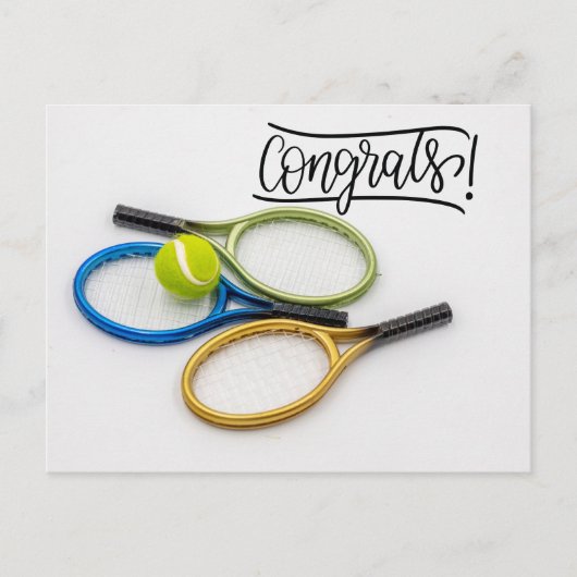 テニスの選手へのお祝い ポストカード (正面)
