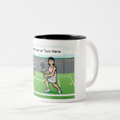 テニスの選手 – 女性漫画 ツートーンマグカップ (正面右)