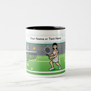 テニスの選手 – 女性漫画 ツートーンマグカップ