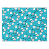 テニスの青の白黒 テーブルクロス (正面(横))