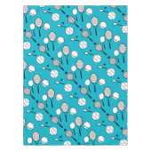 テニスの青の白黒 テーブルクロス (正面)