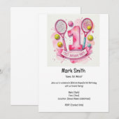 テニスの1歳誕生日パーティー 招待状 (正面/裏面)