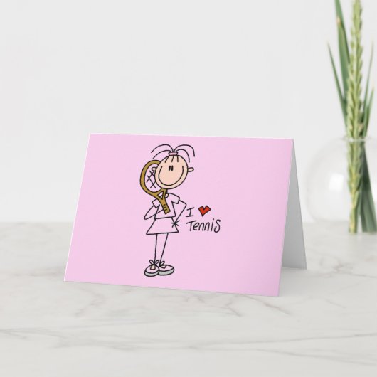 テニスのTシャツとギフトが大好き少女 カード (正面)