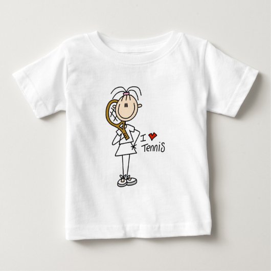 テニスのTシャツとギフトが大好き少女 ベビーTシャツ (正面)