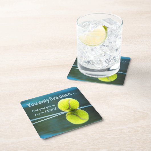 テニスは一度ライブで2回、テニスボール、コート スクエアペーパーコースター (インサイチュ)