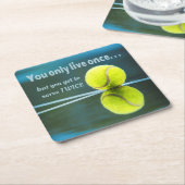 テニスは一度ライブで2回、テニスボール、コート スクエアペーパーコースター (アングル)