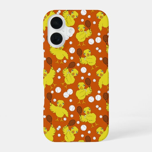 テニスひよこ柄マグカップ iPhone 16ケース (裏面)