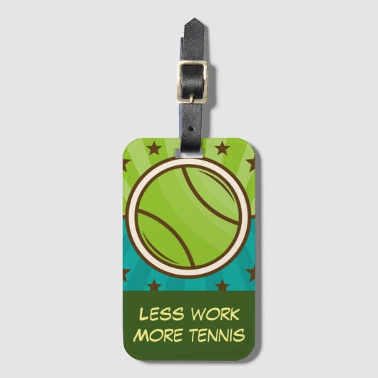 テニスより少ないボールでより多くのテニス ラゲッジタグ (正面縦)