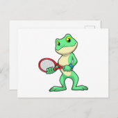 テニスをするカエルとテニスラケット ポストカード (正面/裏面)