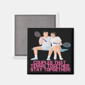 テニスをするカップル マグネット (正面/裏面)