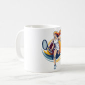 テニスをする女性 コーヒーマグカップ (正面左)