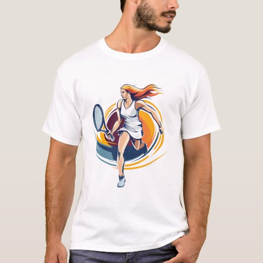 テニスをする女性 Tシャツ (正面)
