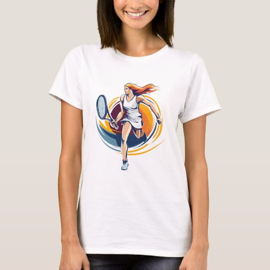 テニスをする女性 Tシャツ (正面)