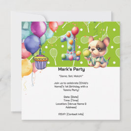 テニスをテーマにしたお祝いf1st誕生日 セーブザデート