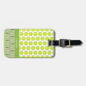 テニスをテーマにしたグリーンパターン名前をカスタムする ラゲッジタグ (正面横)