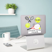 テニスをテーマにしたスポーツセット シール (デスク上のノートパソコン)