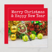 テニスをテーマにしたテニスクリスマス シーズンカード (正面/裏面)