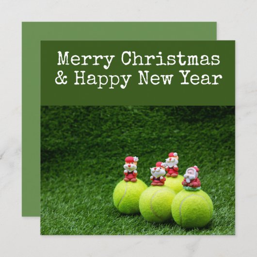 テニスをテーマにしたテニスクリスマス シーズンカード (正面/裏面)