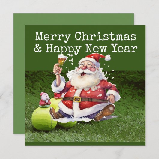 テニスをテーマにしたテニスクリスマス シーズンカード (正面/裏面)