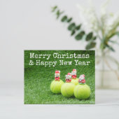 テニスをテーマにしたテニスクリスマス シーズンポストカード (スタンド正面)