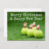 テニスをテーマにしたテニスクリスマス シーズンポストカード (正面/裏面)