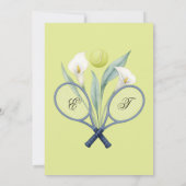 テニスをテーマにしたテニ結婚スコアのグリーンライムカラー サンキューカード (裏面)