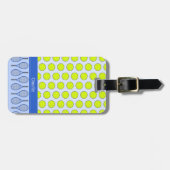 テニスをテーマにしたパターン名前をカスタムするブルー ラゲッジタグ (正面横)