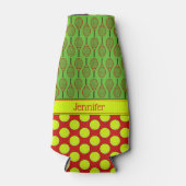 テニスをテーマにしたパターン名前をカスタムする赤 ボトルクーラー (正面)