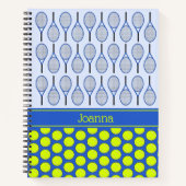 テニスをテーマにしたパターン名前をカスタムする ノートブック (正面)