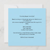 テニスをテーマにしたベビーシャワー招待状 – ブルー&おもしろい セーブザデート (裏面)