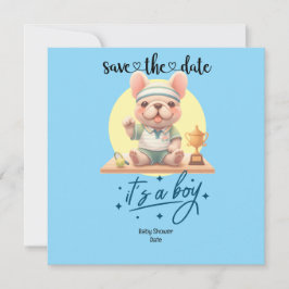 テニスをテーマにしたベビーシャワー招待状 – ブルー&おもしろい セーブザデート