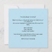 テニスをテーマにしたベビーシャワー招待状 – ブルー&おもしろい セーブザデート (裏面)