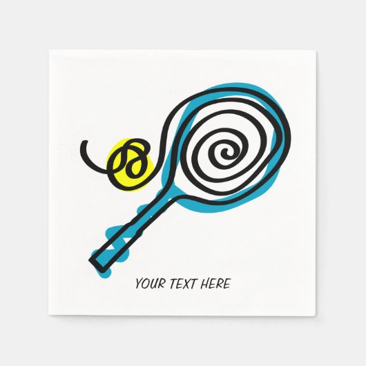 テニスをテーマにした家庭用またはクラブパーティー用ナプキン スタンダードカクテルナプキン (正面)