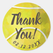 テニスをテーマにした有難う ラウンドシール (正面)