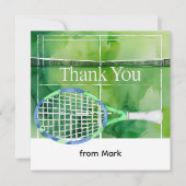 テニスをテーマにした水カラースタイル サンキューカード (正面)