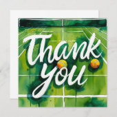 テニスをテーマにした水カラースタイル サンキューカード (正面/裏面)