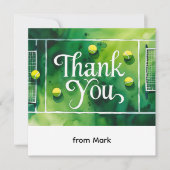 テニスをテーマにした水カラースタイル サンキューカード (正面)