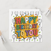 テニスをテーマにした誕生日カード:エース&チアーズ! カード (正面/裏面インサイチュ)