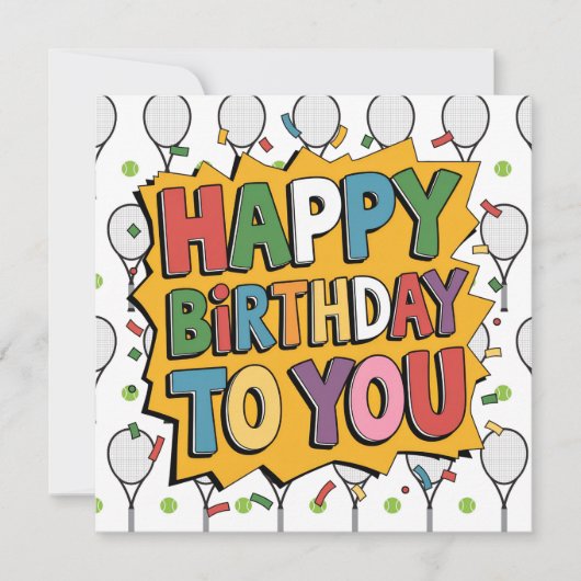 テニスをテーマにした誕生日カード:エース&チアーズ! カード (正面)