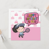 「テニスをテーマにした誕生日カード:エース&応援!」 カード (正面/裏面インサイチュ)